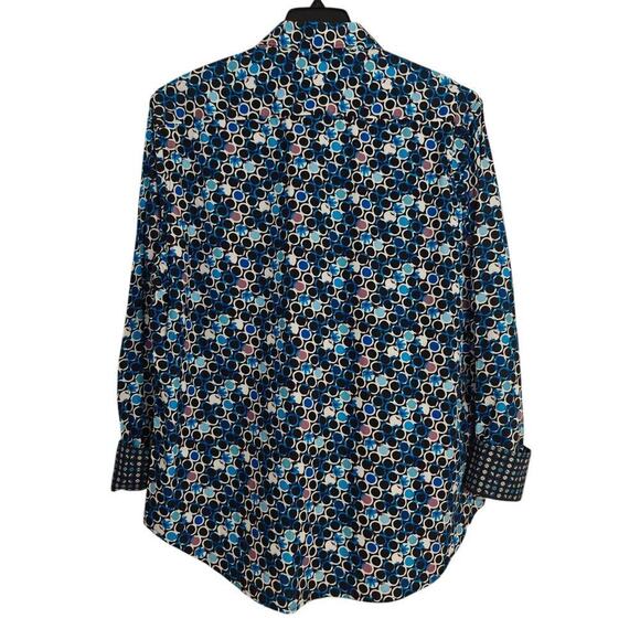 Robert Graham Button Front Shirt XL Circle Floral Print Contrast Flip Cuffs - Picture 10 of 12